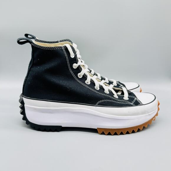 Converse Shoes Mens 10.5 W12 Black White Run Star Hike Platform High Top Sneaker - Picture 1 of 11